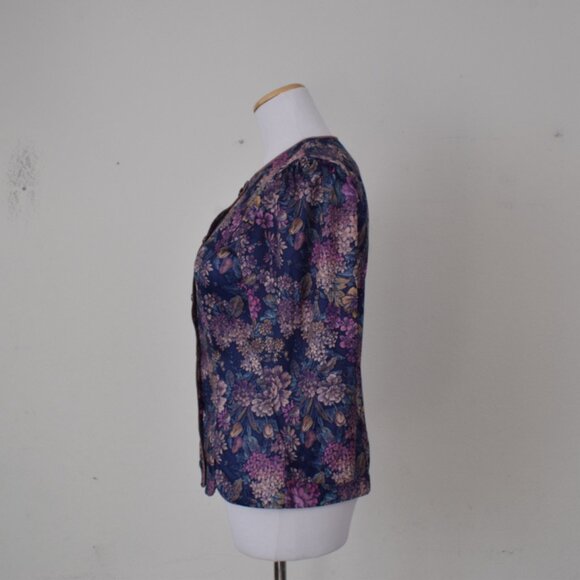 Vintage 80s Polyester Whirlaway Button-up Blouse size 6P - Picture 2 of 11